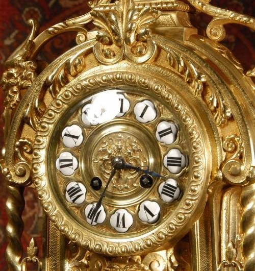 fig 4. ***** SOLD ***** Antique French Gothic Clock Set ~ French - Circa 1880 ~